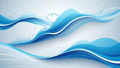 The primary subject of the image is a blue wave, which is the main focus of the scene. The wave is depicted in a digital art style, giving it a modern and visually appealing appearance. The setting is a white background, which provides a clean and minimalist look to the image. The overall atmosphere is calm and serene, as the blue wave is the main visual element in the scene.