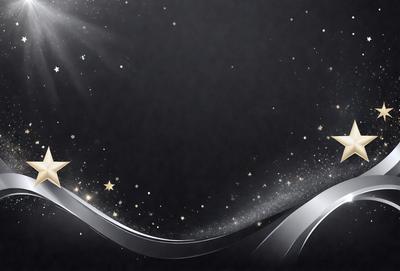 The primary subject of the image is a starry night sky. The setting is a black background, which contrasts with the bright stars. The visual style is a digital art or illustration, creating a sense of depth and dimension. The colors and mood are predominantly dark and mysterious, with the stars providing a sense of wonder and exploration.