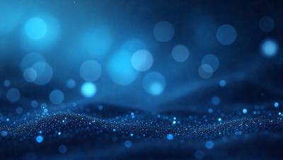 The primary subject of the image is a blue background with a pattern of blue lights. The setting appears to be a dark room, and the visual style is a digital art or illustration. The dominant colors are blue and black, creating a calm and serene atmosphere.