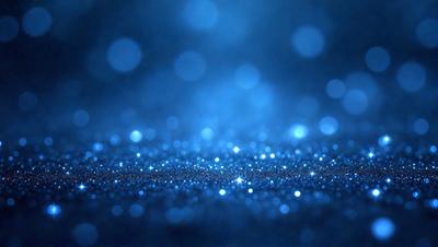 The primary subject of the image is a blue background with a pattern of bright, shiny stars. The setting is a dark, starry night, and the visual style is a digital art or illustration. The colors and mood of the image are predominantly blue, with the bright stars adding a touch of warmth and energy to the scene.