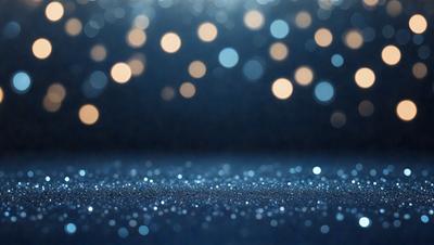 The primary subject of the image is a blue background with a pattern of white lights. The setting appears to be a dark room, and the visual style is a combination of a photo and digital art. The dominant colors are blue and white, creating a calm and serene atmosphere.
