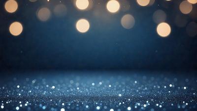 The primary subject of the image is a blue background with a pattern of white lights. The setting appears to be a dark room, and the visual style is a combination of a photo and digital art. The dominant colors are blue and white, creating a calm and serene atmosphere.