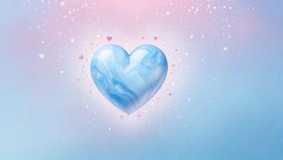 Heart: A blue heart with a white outline, surrounded by hearts and hearts.

Background: A blue sky with hearts floating in it.

Visual style: Digital art.

Colors and mood: The heart is blue, and the background is blue with hearts floating in it. The overall atmosphere is bright and cheerful.