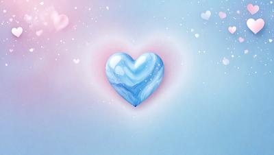 The primary subject of the image is a heart-shaped blue glass piece. The setting is a blue background, which creates a contrast with the heart. The visual style is a digital art, as the heart is depicted in a stylized manner. The colors are predominantly blue, giving the heart a calm and serene appearance.