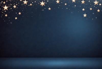 The primary subject of the image is a blue background with a star pattern. The setting is a dark room, and the visual style appears to be a digital art or illustration. The dominant colors are blue and white, creating a calm and serene atmosphere.