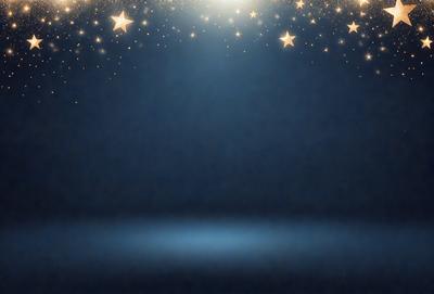 The primary subject of the image is a blue background with a starry pattern. The setting is a dark blue sky, and the visual style is a digital art or illustration. The colors and mood of the image are predominantly dark and moody, with the blue background and starry pattern creating a sense of depth and mystery.