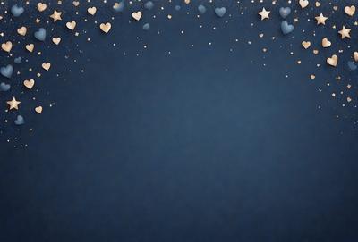 The primary subject of the image is a blue background with a pattern of hearts and stars. The hearts are scattered across the background, while the stars are more concentrated in the upper part of the image. The visual style of the image is a combination of digital art and illustration, creating a unique and eye-catching design. The colors and mood of the image are predominantly blue, with the hearts and stars adding a touch of warmth and playfulness to the overall atmosphere.