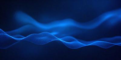 The primary subject of the image is a blue wave or ripple, which appears to be a digital art or illustration. The setting is a dark blue background, and the visual style gives the impression of a futuristic or surreal scene. The dominant colors are blue and black, creating a moody and atmospheric mood.