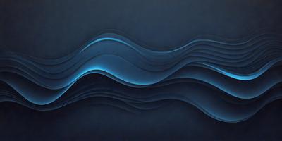 The primary subject of the image is a blue wave pattern. The setting is a dark blue background, which creates a contrasting effect with the wave pattern. The visual style is a digital art or illustration, as the wave pattern is created with a computer or digital tool. The dominant colors are blue and black, giving the image a calm and serene atmosphere.