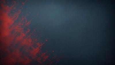 The primary subject of the image is a red splash or spray, which is the main focus of the scene. The setting is a dark blue background, creating a contrasting and dramatic effect. The visual style appears to be a digital art or illustration, as the red splash is the main element of the image, and the overall atmosphere is bold and striking.