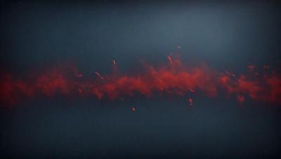 The primary subject of the image is a red line or streak, which appears to be a digital art or illustration. The setting is a dark background, possibly a night sky, and the visual style is modern and artistic. The colors and mood of the image are predominantly dark and dramatic, with the red line standing out as the focal point.