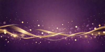 The primary subject of the image is a purple background with a gold ribbon-like pattern. The setting is a dark background, which contrasts with the gold ribbon. The visual style is a combination of digital art and illustration, creating a unique and eye-catching design. The colors and mood of the image are predominantly purple and gold, giving it a sophisticated and elegant appearance.