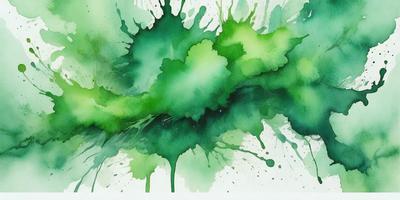 The primary subject of the image is a green leafy plant, which is the main focus of the scene. The plant is depicted in a watercolor style, giving it a vibrant and lively appearance. The setting is a watercolor painting, which adds to the overall atmosphere of the image. The colors and mood of the painting are predominantly green, creating a sense of freshness and natural beauty.