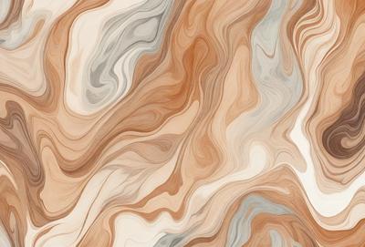 The primary subject of the image is a patterned surface, which appears to be a marbled or textured material. The setting is a room with a wall that features this unique pattern. The visual style of the image is a combination of photo and digital art, creating a visually interesting and intricate design. The colors and mood of the image are predominantly brown and beige, giving it a warm and earthy feel.
