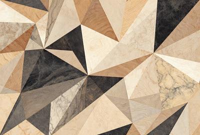 The primary subject of the image is a patterned floor made of marble. The setting is a room with a black and white marble floor, which is the main object of the image. The visual style is a combination of a photo and digital art, creating a unique and intricate design. The colors and mood of the image are predominantly black and white, giving it a classic and elegant appearance.
