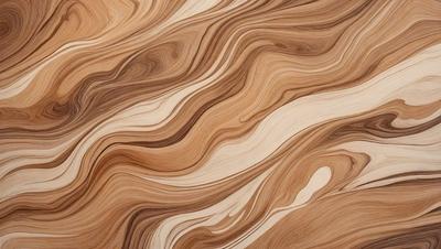 The primary subject of the image is a wooden surface with a unique and intricate pattern. The setting is a close-up view of the wooden surface, showcasing the detailed design. The visual style is a close-up of the wooden surface, which gives a sense of depth and texture. The colors and mood of the image are predominantly brown and earthy tones, creating a warm and natural atmosphere.