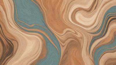 The primary subject of the image is a wooden surface with a blue and brown color scheme. The setting is a room with a wooden floor, and the visual style appears to be a combination of a photo and a digital art piece. The colors and mood of the image are warm and inviting, with the wooden surface and the blue and brown hues creating a cozy atmosphere.