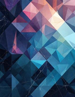 The primary subject of the image is a colorful, geometric pattern. The setting is a blue background, which creates a visually appealing contrast with the pattern. The visual style is a combination of digital art and illustration, giving the image a unique and artistic appearance. The dominant colors are blue and purple, which contribute to a calm and serene atmosphere.