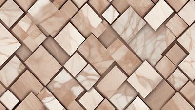 The primary subject of the image is a pattern of square tiles, which are arranged in a visually appealing manner. The setting is a marble surface, which adds a sense of luxury and sophistication to the scene. The visual style of the image is a combination of photo and digital art, creating a unique and intricate design. The colors and mood of the image are predominantly neutral, with the marble surface providing a warm and inviting atmosphere.
