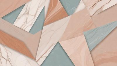 The primary subject of the image is a close-up of a marble tile, showcasing its texture and pattern. The setting is a room with a blue wall, which serves as the background. The visual style is a combination of a photo and digital art, creating a unique and artistic representation of the marble tile. The colors and mood of the image are predominantly neutral, with the marble tile being the main focus and the blue wall providing a subtle contrast.