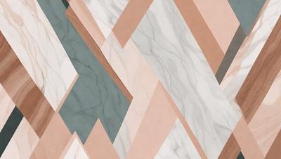The image is a patterned design featuring a combination of marble and wood elements. The primary subject is a marble and wood pattern, which is the main focus of the image. The setting is a patterned surface, likely a wall or a piece of artwork. The visual style is a mix of digital art and illustration, creating a unique and eye-catching design. The colors and mood of the image are predominantly neutral, with a touch of warmth from the wood elements.
