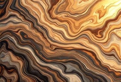 The primary subject of the image is a close-up of a wooden surface, possibly a table or a piece of wood. The setting is a room with a wooden floor, and the visual style appears to be a combination of a photo and a digital art or illustration. The colors and mood of the image are predominantly brown and earthy, giving it a natural and warm atmosphere.