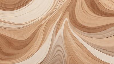 The primary subject of the image is a wooden surface with a swirling pattern. The setting is a wooden table, and the visual style is a close-up of the wooden surface. The colors and mood of the image are predominantly brown, giving it a warm and natural atmosphere.