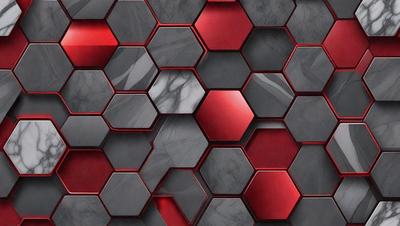 The primary subject of the image is a red and black patterned wall. The setting is a gray background, and the visual style appears to be a digital art or illustration. The dominant colors are red and black, creating a bold and striking atmosphere.