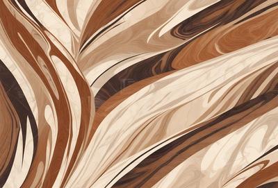 The primary subject of the image is a wooden surface with a pattern of swirls and curves. The setting is a room with a wooden floor, and the visual style appears to be a combination of a photo and a digital art or illustration. The colors and mood of the image are predominantly brown and earthy tones, creating a warm and natural atmosphere.