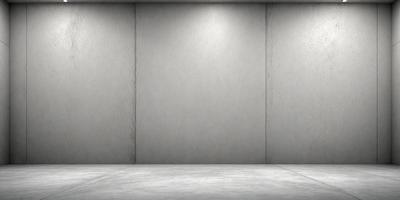 The primary subject of the image is a large, empty room with a cement wall. The setting is a plain, white room with no furniture or decorations. The visual style is a black and white photo, which gives the image a classic and timeless appearance. The colors and mood are predominantly neutral, with a sense of emptiness and simplicity.