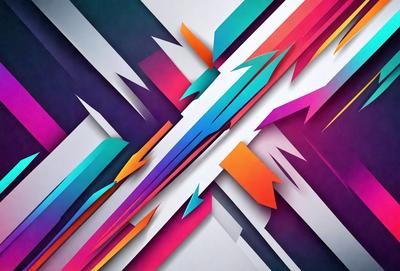 The primary subject of the image is a colorful, abstract design featuring a combination of blue, orange, and pink colors. The setting is a white background, which provides a clean and minimalist appearance. The visual style is a mix of digital art and illustration, creating a vibrant and dynamic composition. The overall atmosphere is energetic and lively, with the bold colors and abstract shapes evoking a sense of movement and creativity.