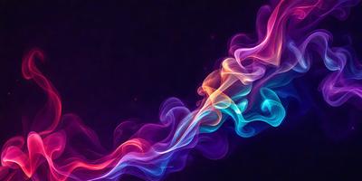 The primary subject of the image is a purple and blue smoke trail, which appears to be a digital art or illustration. The smoke trail is set against a dark background, creating a dramatic and moody atmosphere. The visual style of the image suggests that it is a creative and artistic representation of smoke or vapor, rather than a photo or a real-life scene.