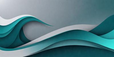 The primary subject of the image is a large wave, which is the main focus of the scene. The wave is depicted in a blue and white color scheme, giving it a vibrant and dynamic appearance. The setting is a gray background, which contrasts with the wave and adds depth to the image. The visual style of the image is a combination of digital art and illustration, creating a unique and eye-catching representation of the ocean wave.