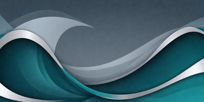 The primary subject of the image is a large wave, which is the main focus of the scene. The wave is depicted in a silver and blue color scheme, giving it a modern and sleek appearance. The setting is a gray background, which contrasts with the wave and adds depth to the image. The visual style is a combination of digital art and illustration, creating a dynamic and eye-catching representation of the ocean wave.