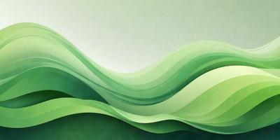 The primary subject of the image is a large, flowing wave with a green hue. The wave is depicted in a digital art style, giving it a vibrant and dynamic appearance. The setting is a lush, green landscape, which adds to the overall mood of the image. The colors and mood of the image are predominantly green, creating a sense of tranquility and natural beauty.