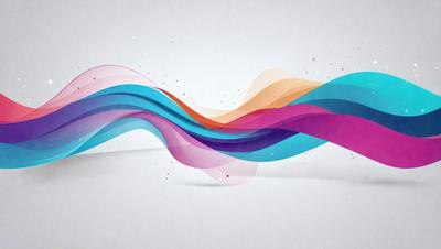 The primary subject of the image is a colorful, abstract design that resembles a wave or a flowing stream. The setting is a white background, which provides a clean and minimalist appearance. The visual style is a combination of digital art and illustration, creating a unique and eye-catching design. The dominant colors are blue, pink, and orange, which contribute to a vibrant and lively atmosphere.
