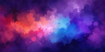 The primary subject of the image is a colorful, abstract painting featuring a purple, blue, and pink background. The visual style of the painting is a combination of digital art and illustration, creating a vibrant and dynamic atmosphere. The colors and mood of the painting are predominantly purple, blue, and pink, which evoke a sense of calmness and tranquility.
