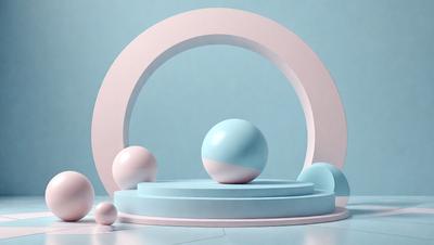 The primary subject of the image is a blue sphere, which is the main object in the scene. The setting is a blue background, and the visual style appears to be a digital art or illustration. The colors and mood of the image are predominantly blue, creating a calm and serene atmosphere.