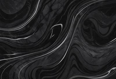 The primary subject of the image is a black and white pattern, which appears to be a painting or drawing. The setting is a black background, which contrasts with the pattern. The visual style is artistic, with the pattern resembling a swirl or a wave. The colors are predominantly black and white, creating a mood of elegance and sophistication.
