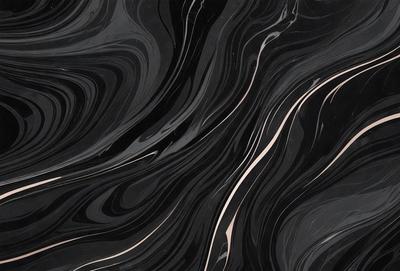 The primary subject of the image is a black and white patterned surface, which appears to be a marble or stone texture. The setting is a dark background, which contrasts with the patterned surface. The visual style is a close-up of the pattern, showcasing the intricate details of the design. The colors and mood of the image are predominantly dark, with the black and white pattern creating a sense of depth and contrast.