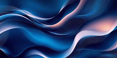 The primary subject of the image is a blue and white ocean wave. The setting is the ocean, with the wave being the main focus of the image. The visual style is a digital art or illustration, as the wave is depicted in a detailed and artistic manner. The dominant colors are blue and white, creating a serene and calming atmosphere.
