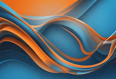 The primary subject of the image is a blue and orange swirl, which appears to be a digital art or illustration. The setting is a blue background, and the visual style suggests a modern and creative approach to art. The dominant colors in the image are blue and orange, creating a vibrant and energetic atmosphere.