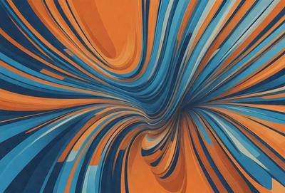 The primary subject of the image is a blue and orange swirl pattern. The setting is a colorful background, possibly a painting or a digital artwork. The visual style appears to be a combination of digital art and illustration. The dominant colors are blue and orange, creating a vibrant and lively atmosphere.