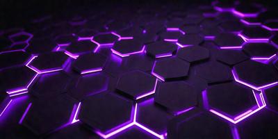 The primary subject of the image is a purple hexagonal pattern. The setting is a dark background, which contrasts with the purple hexagons. The visual style appears to be a digital art or illustration, as the hexagons are arranged in a visually appealing manner. The colors and mood of the image are predominantly purple, creating a sense of mystery and intrigue.