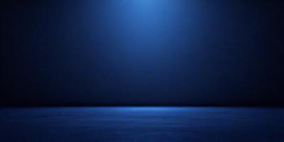 The primary subject of the image is a large, dark blue wall. The setting is a dark room with a blue background. The visual style is a photo, and the dominant colors are blue and black. The overall atmosphere is moody and dramatic.