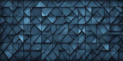 The primary subject of the image is a blue wall with a pattern of triangles. The setting is a room with a blue wall, and the visual style is a patterned wallpaper. The dominant colors are blue and grey, creating a calm and soothing atmosphere.