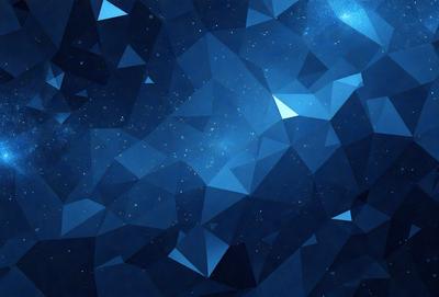 The primary subject of the image is a blue and white geometric pattern, which is the main object, scene, or focus of the image. The setting or background is a dark blue space, which adds to the overall atmosphere. The visual style of the image is digital art, as it is a computer-generated pattern. The dominant colors in the image are blue and white, creating a calm and serene mood.