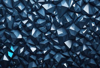 The primary subject of the image is a blue wall with a pattern of blue diamond shapes. The setting is a room with a blue wall, and the visual style is a digital art or illustration. The dominant colors are blue, and the overall atmosphere is calm and serene.
