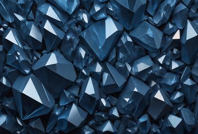 The primary subject of the image is a large collection of blue crystals, possibly a blue stone or a blue glass. The setting is a dark background, which contrasts with the bright blue color of the crystals. The visual style appears to be a close-up of the crystals, showcasing their unique shapes and textures. The overall atmosphere of the image is one of beauty and intrigue, as the viewer is drawn to the captivating blue crystals.