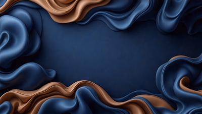 The primary subject of the image is a blue background with a pattern of swirling, flowing, and curling shapes. The setting is a dark blue background, which contrasts with the swirling shapes. The visual style is a combination of digital art and illustration, creating a dynamic and artistic composition. The colors and mood of the image are predominantly dark and moody, with the blue background and swirling shapes creating a sense of depth and intrigue.